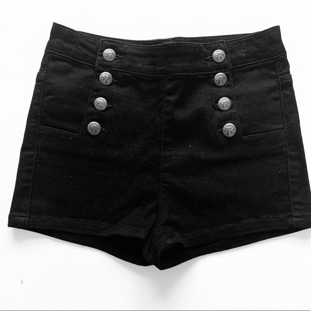 Black high rise sailor shorts size xs
